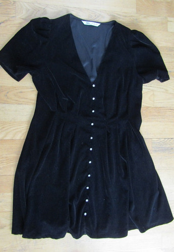 Zara black velvet skater fit - black,