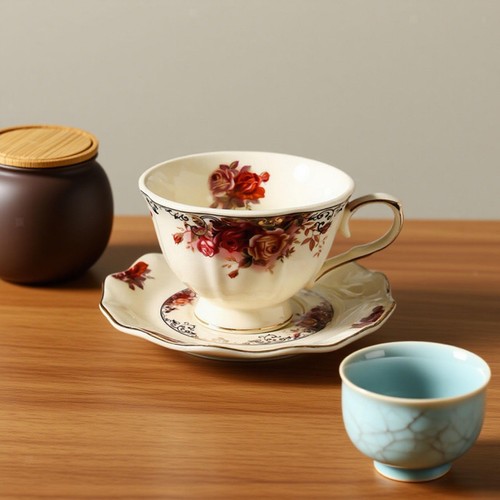 Porcelain cup and saucer set - porcelain,