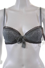 Princesse Tam Tam Womens Lace Trim Adjustable Balconette Bra Gray Size 34A