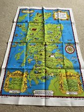 Vintage Souvenir Map of Scotland Tea Towel 100% COTTON Glen Appin 
