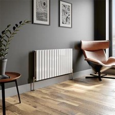 Horizontal Double Flat Panel Designer Radiator - 600 x 1216mm White 32 Tubes