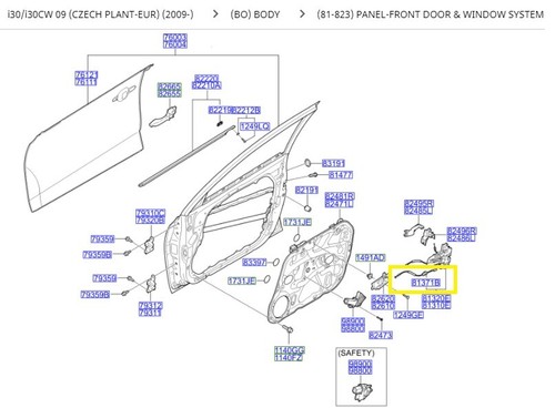 Hyundai i30 inner handle - inner, cable