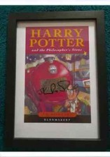 harry potter and the philosophers stone, jk rowling signed A4 book cover