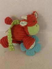 ELC Blossom Farm Red Cow Rattle Crinkly Soft Plush Toy With Teether