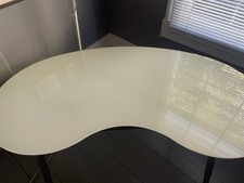 IKEA Galant Kidney Shaped Frosted Glass Office Desk