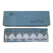 6 x Edinburgh Crystal Clear Wine Drinking Glasses Small 4" Etched Boxed