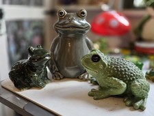 3 Large Ceramic Frogs Tallest 8 Inches High
