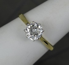 Antique 18ct Gold Platinum and 1ct Old Cut Diamond Solitaire Engagement Ring