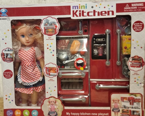 Mini kitchen with doll cooking - mini,