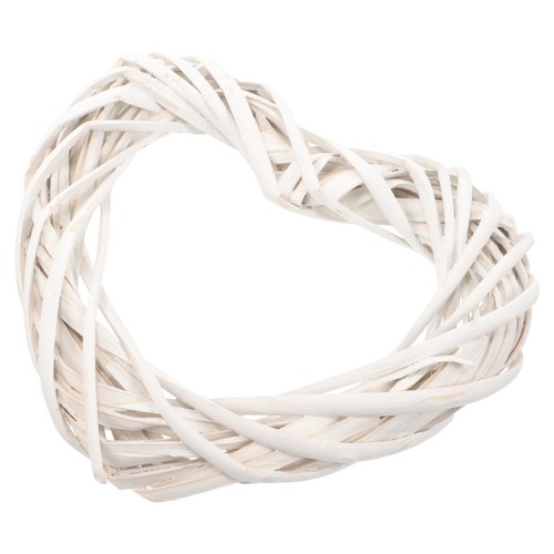 White heart rattan wreath - white,
