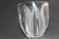 Excellent - LALIQUE "Deux Tulipes" Vase Signed Glass Crystal France Tulip