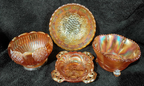Vintage amber carnival glass - carnival,