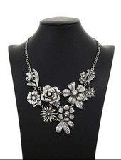 Choker Necklace Silver Crystal Rhinestone Diamante Shine Party Gift Fashionable