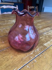 Pink Glass Fluted Vase Vintage
