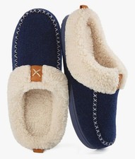 ?LongBay Faux Slippers Sherpa Memory Foam Fluffy Moccasin Plush Fleece Slip-On