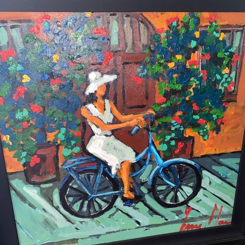 Large framed woman - woman, bike