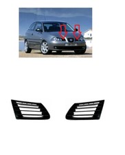 NEW FRONT BUMPER UPPER BLACK GRILL PAIR SET FOR SEAT IBIZA, CORDOBA 2002 - 2008