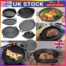 Cast Iron Griddle Grill Plate Cooking BBQ Skillet Roasting Frying Pan Safe Oven