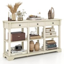 Slim Console Table White with