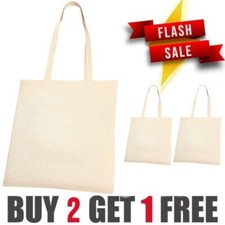 100% PREMIUM COTTON CANVAS SHOPPING BAG SHOULDER TOTE SHOPPER BAGS REUSABLE