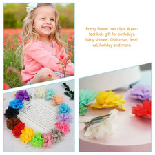 20 Flower Hair Clips for Girls Toddlers Baby–Colorful Chiffon Hair Bows Barrette