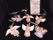 Vintage Bradford HEAVEN's LITTLE ANGELS Ornament Set of 6 Dona Gelsinger W COA