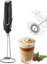 Milk Frother Handheld with Stand, Electric Foam Maker for Coffee, Latte, Matcha