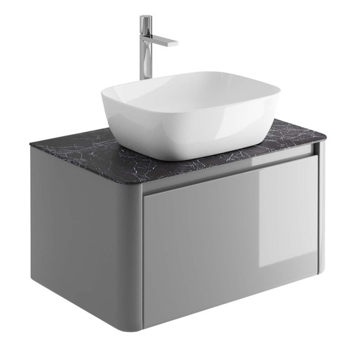 Light grey wall hung vanity - wall,