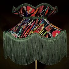 Black Botanical Velvet and Green Victorian Lampshades Curtains Cushions Blinds
