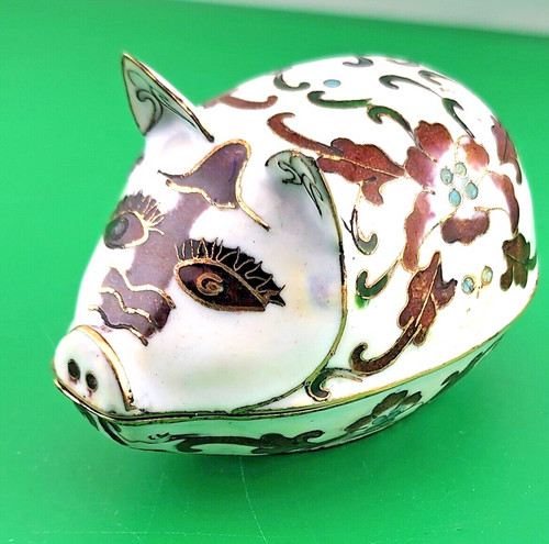 Vintage enamel cloisonne pig - vintage,