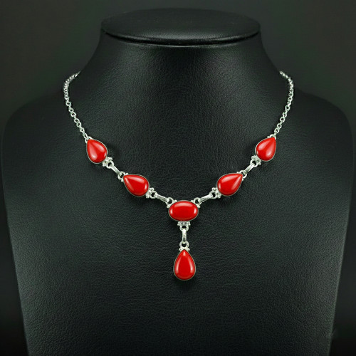 Red coral gemstone 925 - gemstone,