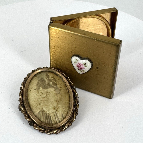 Antique mourning brooch - brooch, w