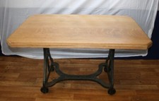 Table cast Iron oak Garden pub Breweriana Bespoke, Vintage (FREE UK POSTAGE)