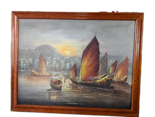 Vtg framed oil - oil, on