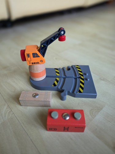 Brio wooden train - wooden, crane