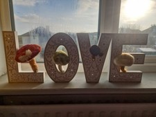 Mushroom Wood Letters Shabby Chic Toadstool OOAK  LOVE MR MRS HOME Large Felted 