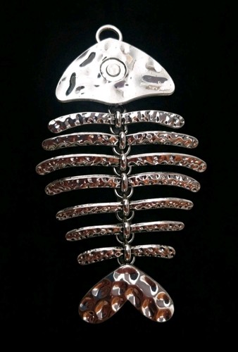 Fish bone pendant antique - pendant,