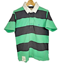 Musto Rugby Shirt Mens Small Flannel Striped Jersey Green 064 Ocean Racing Sail