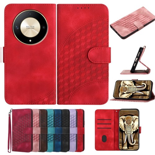 Grid leather wallet phone - wallet, case
