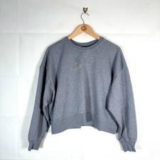 Nike Sweater Womens Grey Size Large Jumper Pullover Cropped Centre Logo