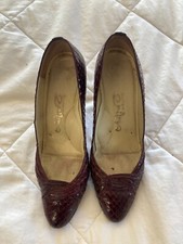 Vintage 1980's Slip Back Womens Genuine Snakeskin Shoes by Zoila Spain