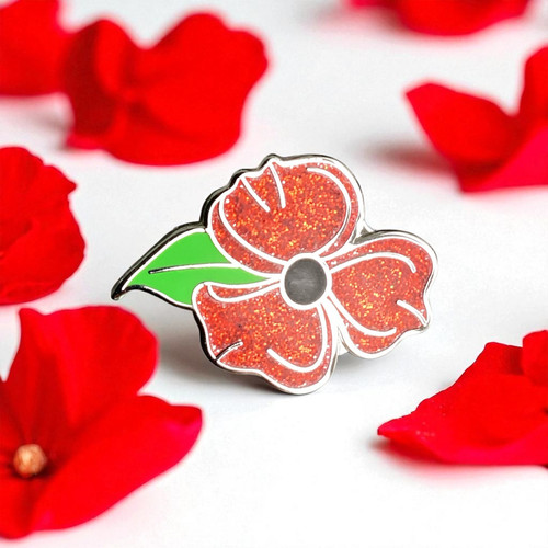 Enamel pin red - red, poppies