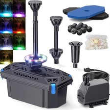 Biling Pond Filter Kit with Colour LED Lights, 2500 L/H Pond Pump and Filter Kit