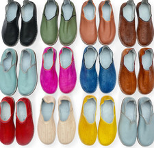 MENS WOMENS MOROCCAN LEATHER BABOUCHE SLIPPERS SHOES MULES SLIDES *HANDMADE*