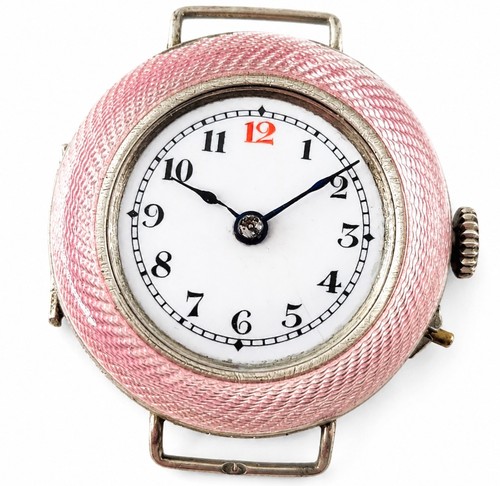 1918 silver pink enamel - 1918,