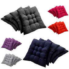 Dining Chair Seat Pads Cotton Square Thick Booster Cushion Plain with Strap 40cm