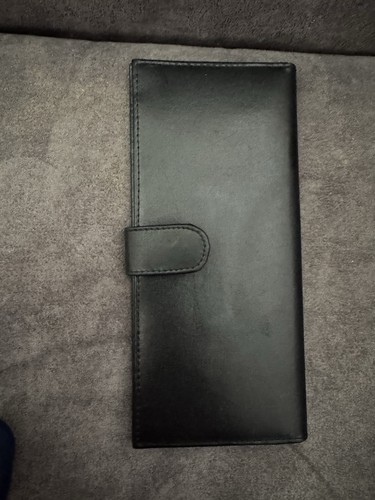 Black leather check book pen - leather,