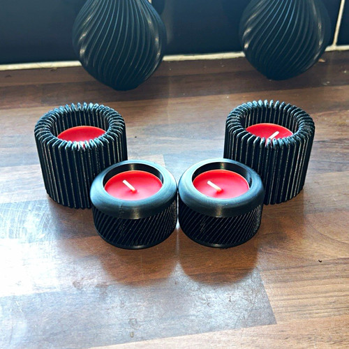Black round ribbed tea - black,