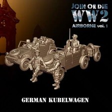 28mm WW2 German Fallschirmjager Kubelwagens + trailer - Bolt Action Compatible