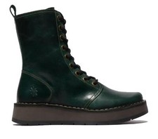Fly London Womens Green RAMI043 Boots Casual Leather Lace-up Ankle Size UK 3-8